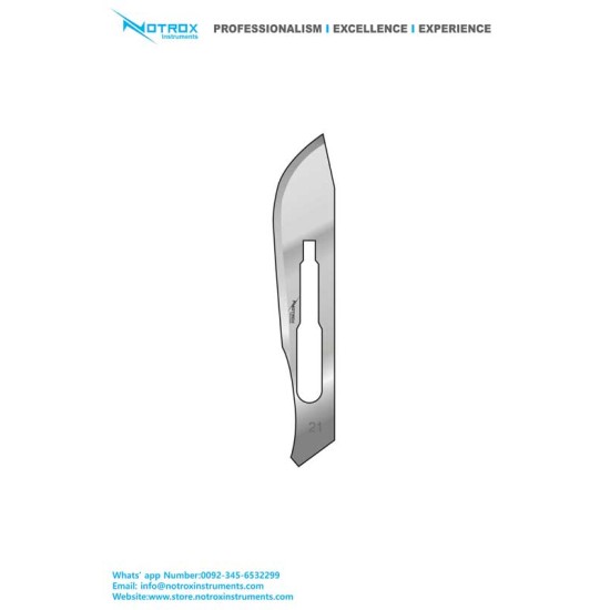 Scalpel Handle Blades Fig.21, Handle Type #4, (Pack of 100 Pieces)