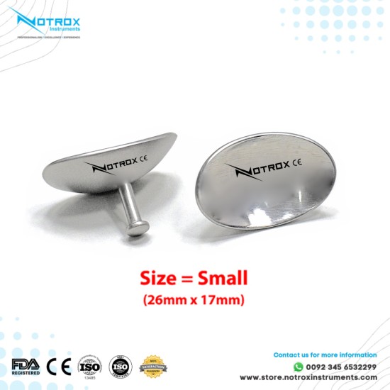 Corneal Eye Shield Protector Stainless Steel with holding Point, 26mm X 17mm (Small), Set of 2 Pcs