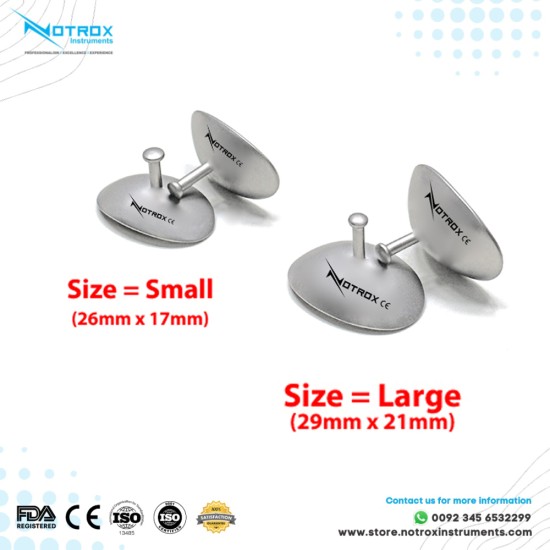 Corneal Eye Shield Protector Stainless Steel with holding Point, 26mm X 17mm (Small) and 29mm X 21mm (Large) Set of 2 Pairs