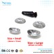 Corneal Eye Shield Protector Stainless Steel with Suction Pump, 26mm X 17mm (Small) and 29mm X 21mm (Large) Set of 6 Pcs