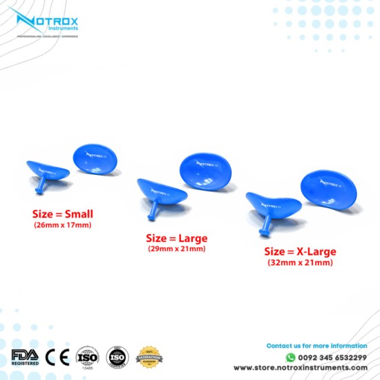 Corneal Eye Shield Protector Stainless Steel with holding Point, 26mm X 17mm (Small) and 29mm X 21mm (Large) and 32mm X 21mm (X-Large), Coated, Set of 3 Pairs