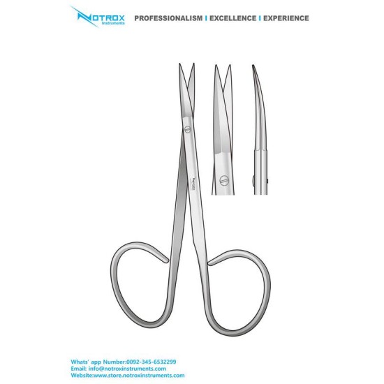 Blepharoplasty Ribbon Scissor, Sharp, 10.5cm, Curved