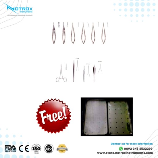 Micro Surgical Instruments Set (Free Box with Silicon Pad)