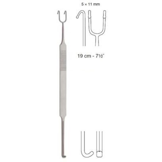 NEIVERT RETRACTOR, 19CM, DOUBLE ENDED, WITH GUIDE CHANNEL, 5X10MM