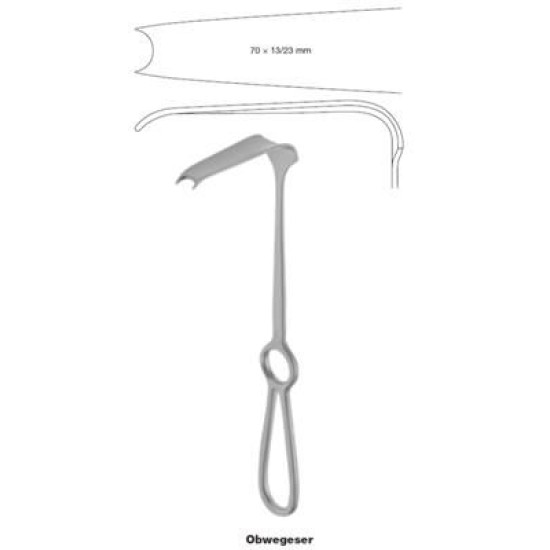 OBWEGESER ALVEOLAR (WISDOM TOOTH) RETRACTOR, 22CM, 13/23 X 70MM